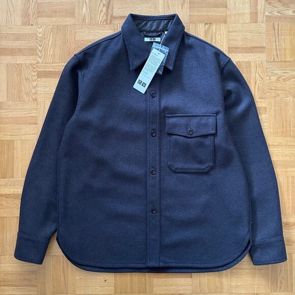 Uniqlo U Fleece Long sleeve shirt Jacket Dark Brown Size Medium New with tag - Picture 1 of 7